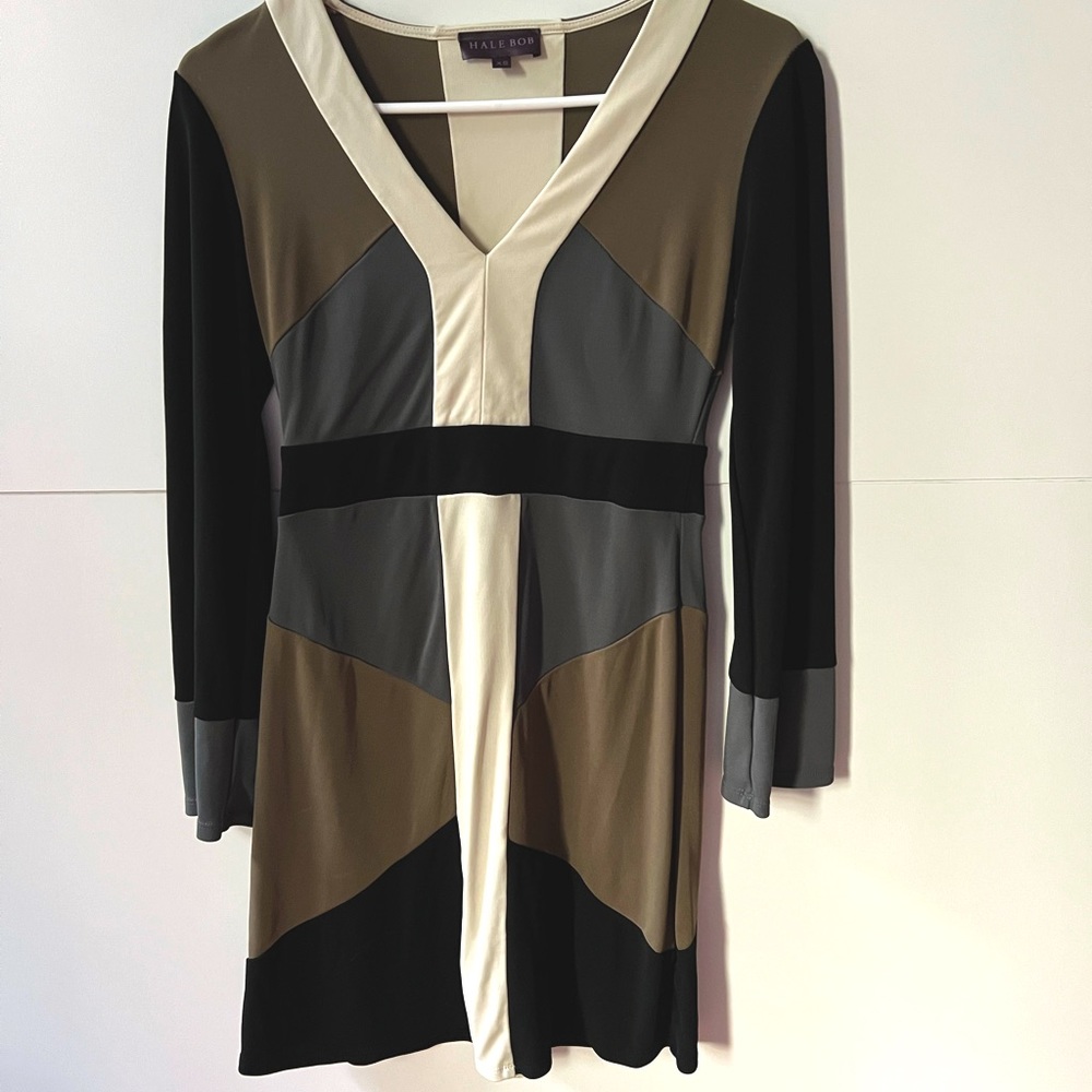 Hale Bob long sleeve color-block dress